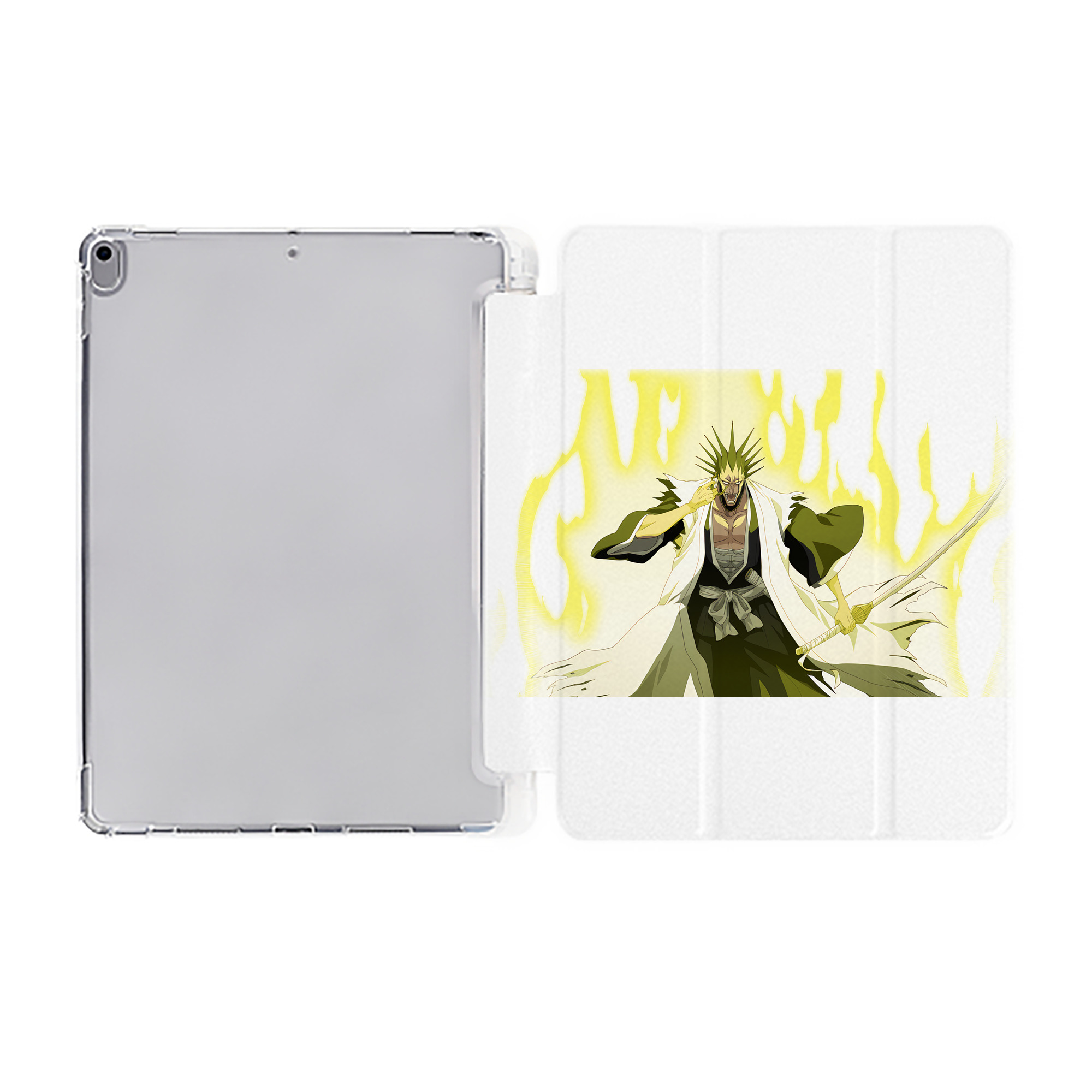 （画像用） ブリーチ ざらき けんぱち BLEACH Zaraki Kenpachi IPad ケース ペン収納付き 三つ折りスタンド PUレザー×シリコン 対応機種9.5/10.5/10.9インチ